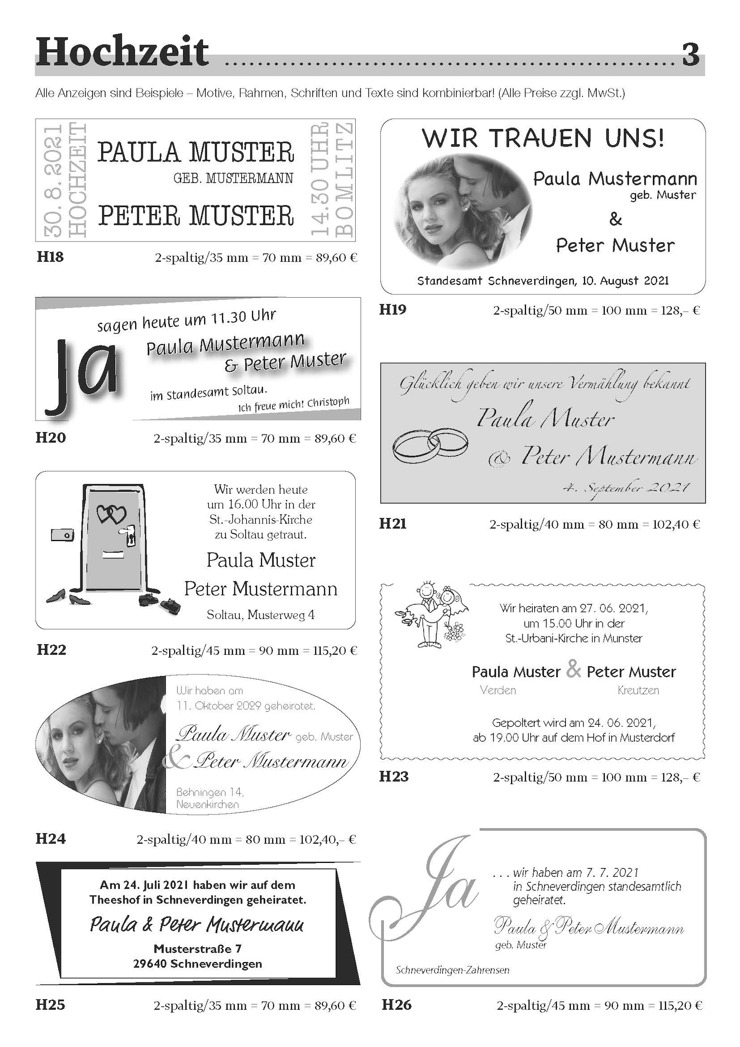 Musteranzeige Hochzeit Seite 3