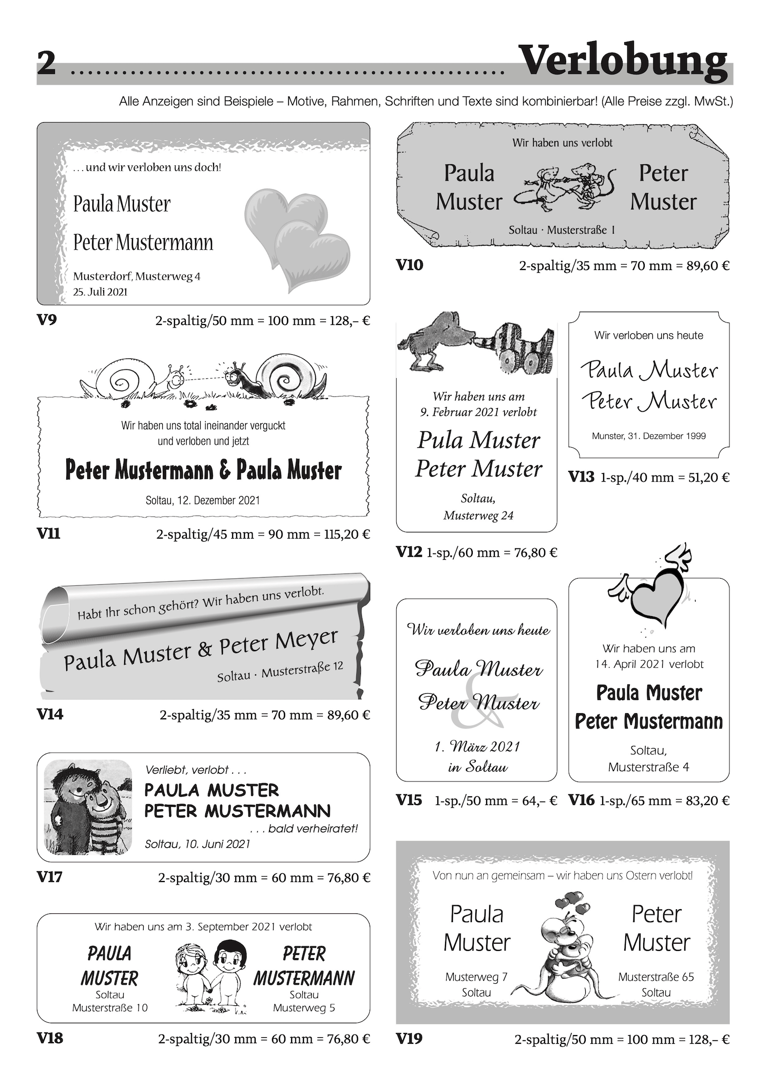 Musteranzeige Verlobung Seite 2