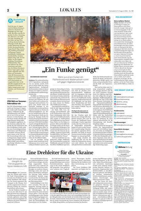 Polizeibericht und Zustellhinweis für Bispingen — Service direkt für die Leser